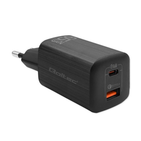 Ładowarka sieciowa Qoltec 65W GaN ULTRA | 5-20V | 2.25-3.25A | 1 x USB typ C PD | 1 x USB | Czarna Ładowarka sieciowa Qoltec 65W GaN ULTRA | 5-20V | 2.25-3.25A | 1 x USB typ C PD | 1 x USB | Czarna