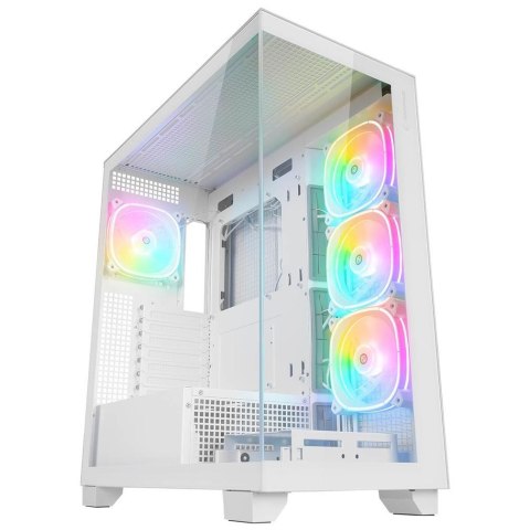 Obudowa Rampage Hydra V1 4x wentylator USB-C/USB-A + hub, biała Obudowa Rampage Hydra V1 4x wentylator USB-C/USB-A + hub, biała