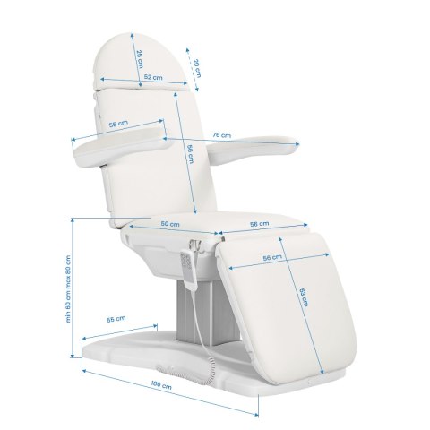 Elektryczny fotel kosmetyczny SILLON Eclipse 3 siln. biały