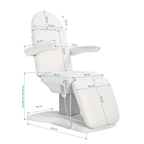 FOTEL KOSMETYCZNY ELEKTR. ECLIPSE 4 SILN. BIAŁY