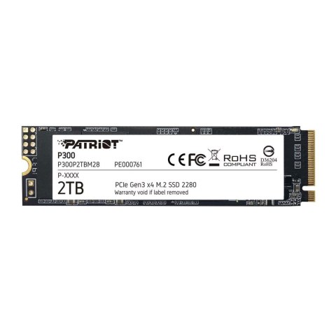 Dysk SSD Patriot P300 2TB M.2 2280 PCIe Gen3 x4 NVMe (2100/1650 MB/s) Dysk SSD Patriot P300 2TB M.2 2280 PCIe Gen3 x4 NVMe (2100/1650 MB/s)