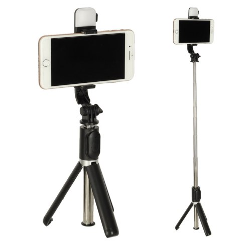 Kijek do selfie lampka LED statyw tripod czarny