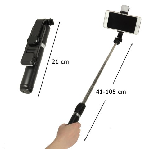 Kijek do selfie lampka LED statyw tripod czarny