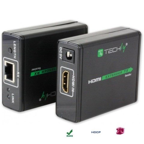 Extender HDMI Techly EXT-E70 po skrętce Cat. 6/6a/7, do 60m, Full HD 3D, czarny Extender HDMI Techly EXT-E70 po skrętce Cat. 6/6a/7, do 60m, Full HD 3D, czarny