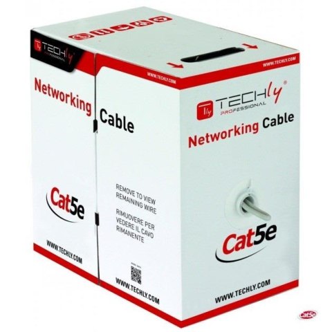 Kabel instalacyjny TechlyPro ITP8-FLU-0305 skrętka Cat5e UTP 4x2 linka CCA 305m, szary Kabel instalacyjny TechlyPro ITP8-FLU-0305 skrętka Cat5e UTP 4x2 linka CCA 305m, szary