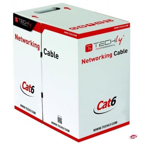 Kabel instalacyjny TechlyPro skrętka Cat6 UTP 4x2 drut CCA 305m, szary Kabel instalacyjny TechlyPro skrętka Cat6 UTP 4x2 drut CCA 305m, szary