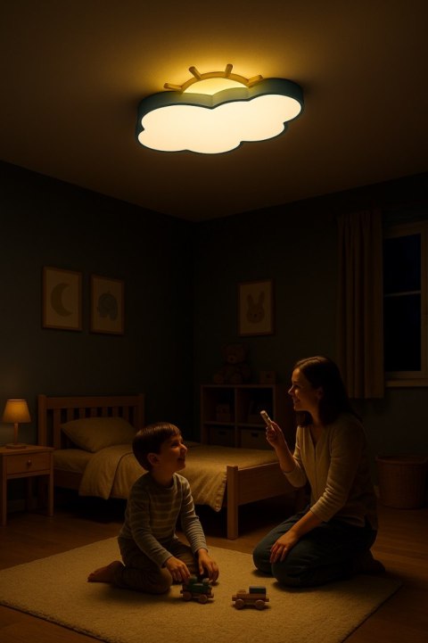 Lampa LED sufitowa plafon do pokoju dziecięcego ściemniana LUMELA + pilot chmurka niebieska Lampa LED sufitowa plafon do pokoju dziecięcego ściemniana LUMELA + pilot chmurka niebieska