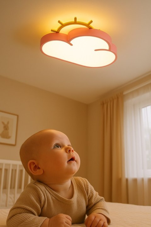 Lampa LED sufitowa plafon do pokoju dziecięcego ściemniana LUMELA + pilot chmurka różowa Lampa LED sufitowa plafon do pokoju dziecięcego ściemniana LUMELA + pilot chmurka różowa