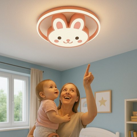Lampa LED sufitowa plafon do pokoju dziecięcego ściemniana LUMELA + pilot króliczek Lampa LED sufitowa plafon do pokoju dziecięcego ściemniana LUMELA + pilot króliczek