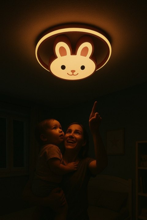 Lampa LED sufitowa plafon do pokoju dziecięcego ściemniana LUMELA + pilot króliczek Lampa LED sufitowa plafon do pokoju dziecięcego ściemniana LUMELA + pilot króliczek