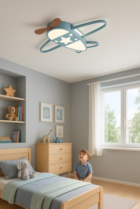 Lampa LED sufitowa plafon do pokoju dziecięcego ściemniana LUMELA + pilot samolot Lampa LED sufitowa plafon do pokoju dziecięcego ściemniana LUMELA + pilot samolot