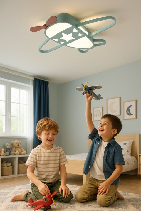 Lampa LED sufitowa plafon do pokoju dziecięcego ściemniana LUMELA + pilot samolot Lampa LED sufitowa plafon do pokoju dziecięcego ściemniana LUMELA + pilot samolot