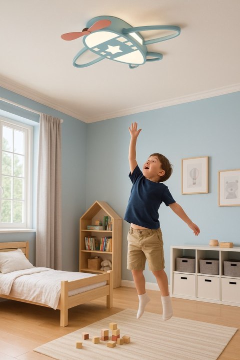 Lampa LED sufitowa plafon do pokoju dziecięcego ściemniana LUMELA + pilot samolot Lampa LED sufitowa plafon do pokoju dziecięcego ściemniana LUMELA + pilot samolot