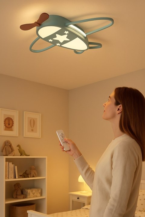 Lampa LED sufitowa plafon do pokoju dziecięcego ściemniana LUMELA + pilot samolot Lampa LED sufitowa plafon do pokoju dziecięcego ściemniana LUMELA + pilot samolot