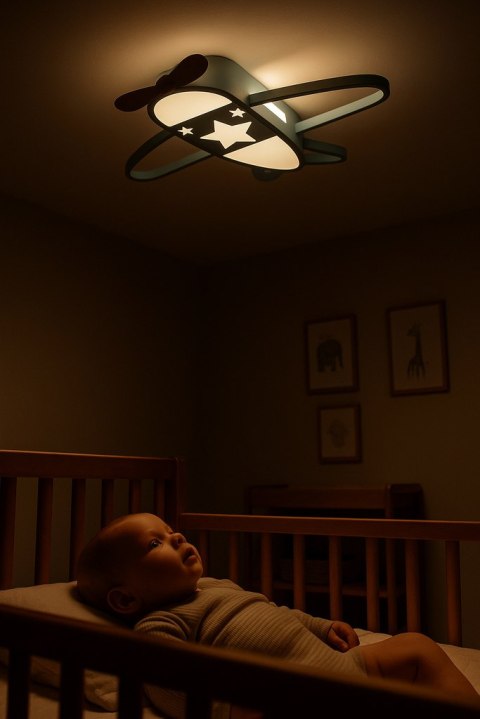 Lampa LED sufitowa plafon do pokoju dziecięcego ściemniana LUMELA + pilot samolot Lampa LED sufitowa plafon do pokoju dziecięcego ściemniana LUMELA + pilot samolot