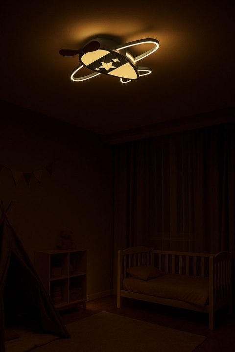 Lampa LED sufitowa plafon do pokoju dziecięcego ściemniana LUMELA + pilot samolot Lampa LED sufitowa plafon do pokoju dziecięcego ściemniana LUMELA + pilot samolot