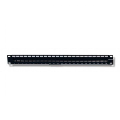 Patch panel Intellinet 24 porty, otwarty z tacką, czarny Patch panel Intellinet 24 porty, otwarty z tacką, czarny