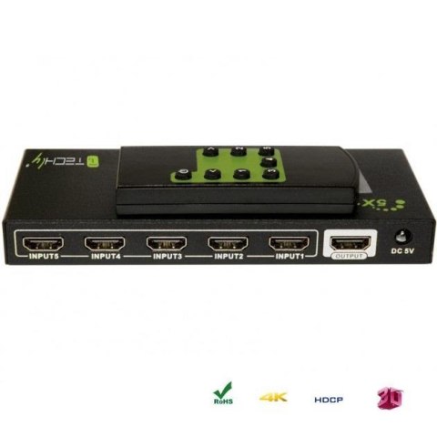Przełącznik Techly HDMI 5/1 z pilotem, 4K2K 3D, czarny Przełącznik Techly HDMI 5/1 z pilotem, 4K2K 3D, czarny