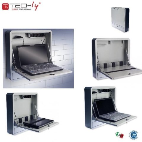Szafka przeciw kradzieżowa TechlyPro do notebooka (do 19") ścienna, szara Szafka przeciw kradzieżowa TechlyPro do notebooka (do 19") ścienna, szara