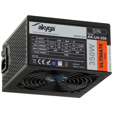 Zasilacz ATX 350W Akyga Ultimate AK-U4-350 80+ Bronze Fan12cm P8 4xSATA PCI-E Zasilacz ATX 350W Akyga Ultimate AK-U4-350 80+ Bronze Fan12cm P8 4xSATA PCI-E