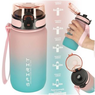 Butelka na wodę bidon ze słomką uchwytem sportowy 600ml różowo-niebieski
