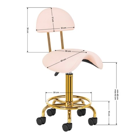 Taboret kosmetyczny 6001-G złoto - różowy